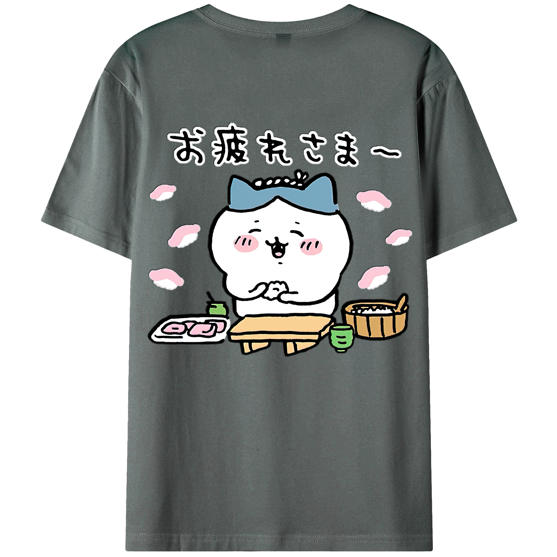 （画像用） ちいかわ ハチワレ Chii-kawa hachiware 綿100％ メンズ半袖Tシャツ（バックプリント） 通気性